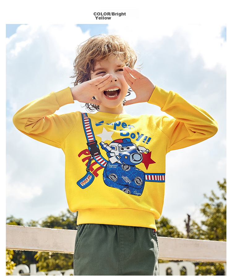 Baleno Children's Clothing, Spring And Autumn 2022 Collection, Super Wings Print Boys' Sweatshirt, Stylish Kids' Sports Long Sleeve, 20E, Floral Gray, 90cm 11