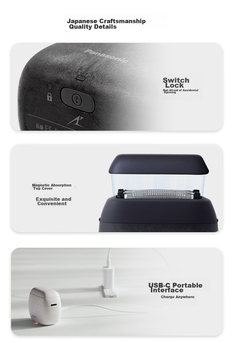 Panasonic [Mid-Autumn Festival Gift] Electric Shaver, Palm IN Reciprocating Imported Stainless Steel Five-Blade Head, Portable Razor, Birthday Gift PV6A Black 9