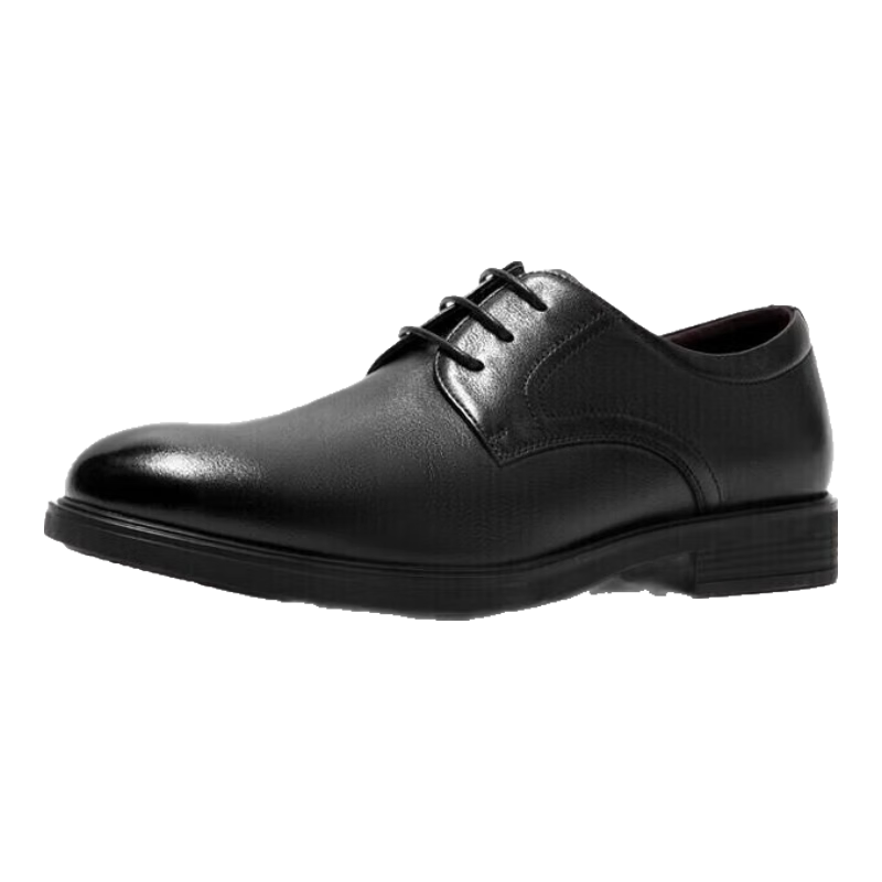 Aokang Leather Shoes for Men, British Style Business Formal Shoes, Low-Top Lace-Up Men's Shoes, Black, Size 42