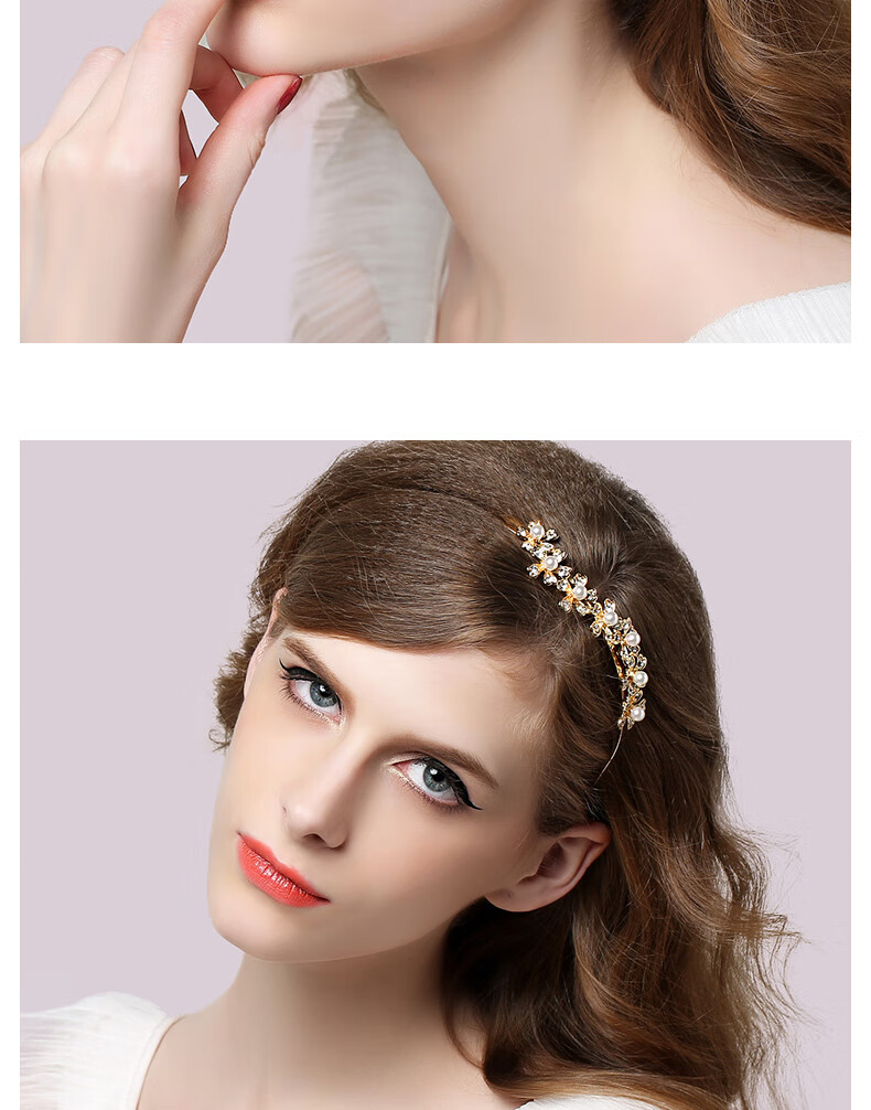 Royal Sasa Hair Accessories, Headbands, Hairpins, Alloy Imitation Crystal, Gold Color 5