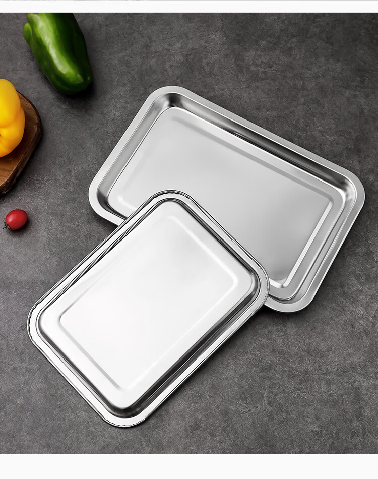MAXCOOK 304 Stainless Steel Square Plate, Deep Square Tray, Rectangular Serving Tray, Barbecue Grilling Tray 29cm MCFT6548 17