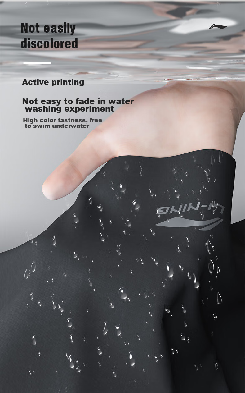 Li-Ning Swimming Trunks for Men, Quick-Drying Sports Swim Shorts, Anti-Embarrassment Double-Layered Beach Shorts, Anti-Exposure, for Seaside Vacation And Beach Wear, 810 Black, Size 3XL 7
