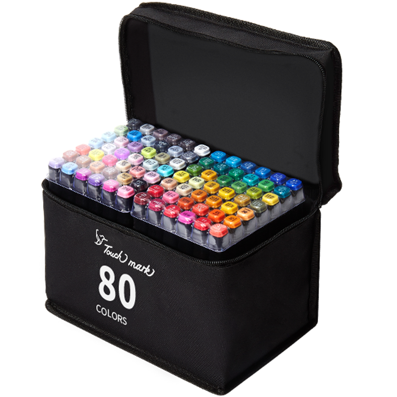Touch Mark [Super Popular] Tachi Marker Set, 80 Colors, Dual-Tip Watercolor Pens for Anime, Oil-Based Paint Brushes, Art Supplies Kit for Students, Children's Birthday Gift for Boys And Girls, Drawing Tools