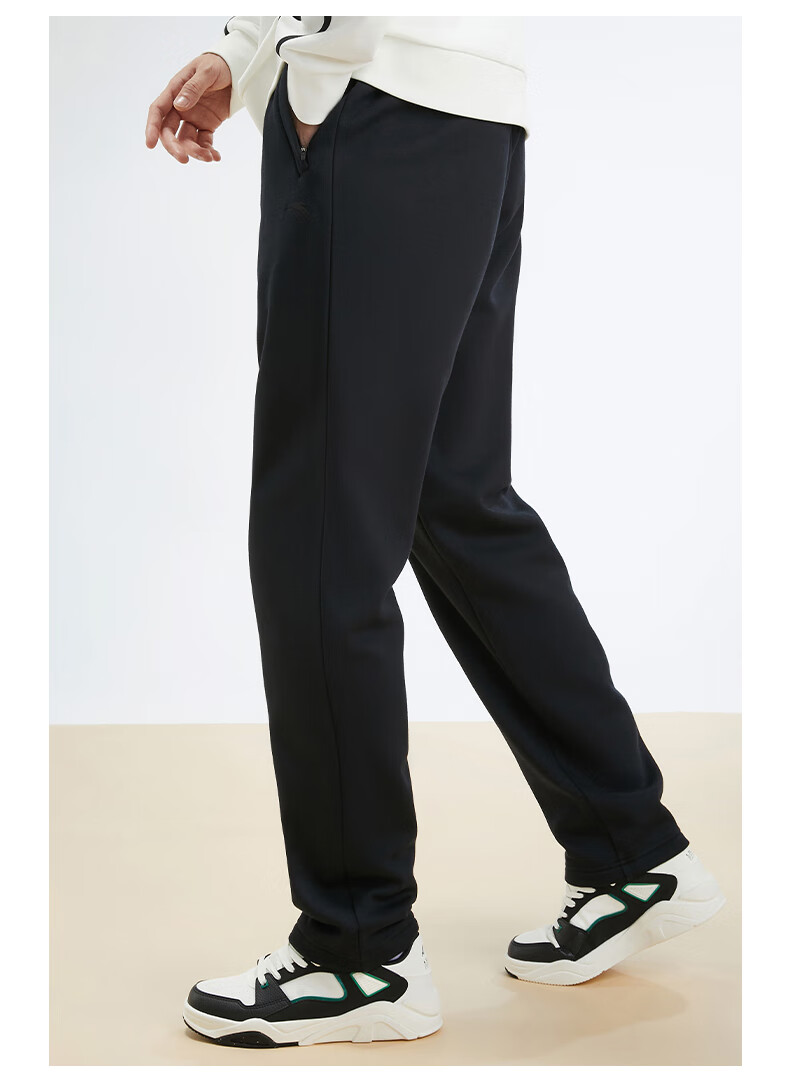 Anta Fleece-Lined Men's Straight-Leg Sweatpants Knitted Outdoor Running Warm Casual Pants for Men 18
