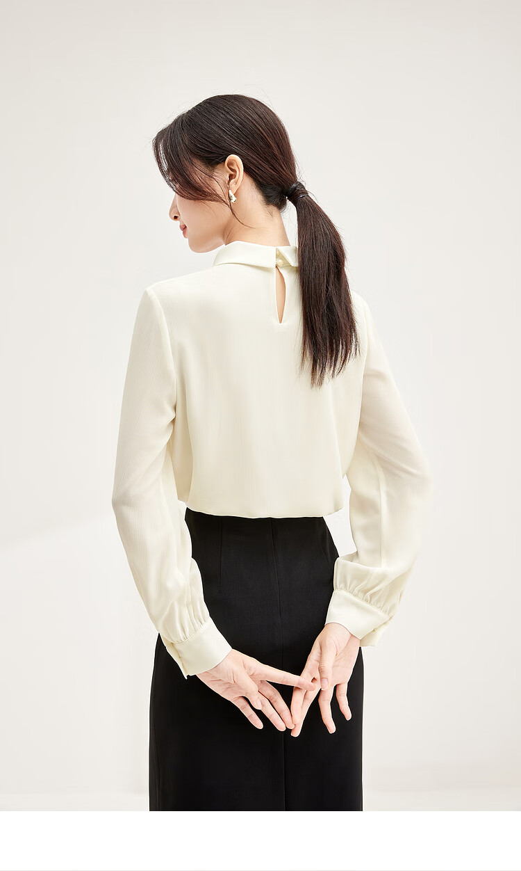 Sentubila Elegant Ribbon Blouse for Women, Spring Women's Wear, Light And Fashionable Long-Sleeve Chiffon Blouse, Versatile Commuter Top 30