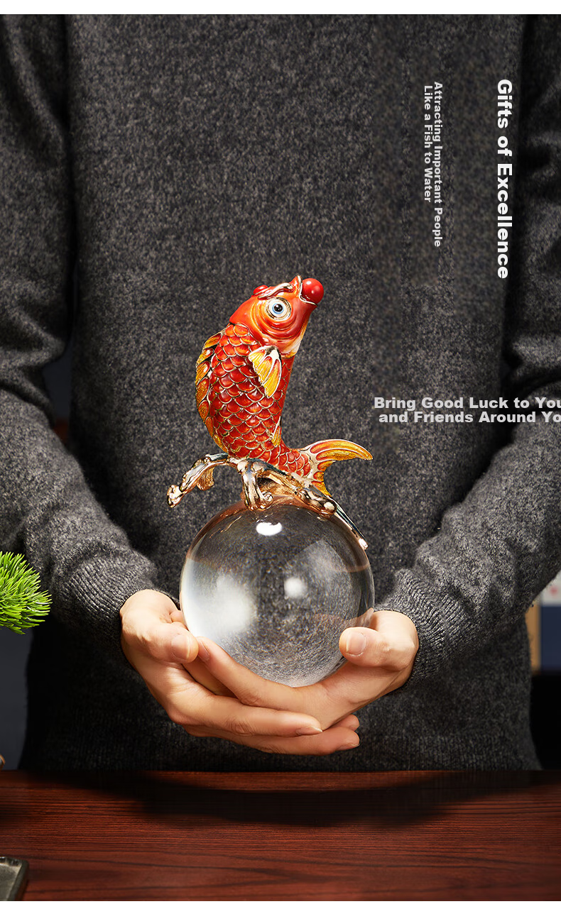 Nuoshiman Lucky Koi Fish Ornament for Business Opening, Housewarming, Moving Gift, Living Room And Office Decoration, New Year Present 4