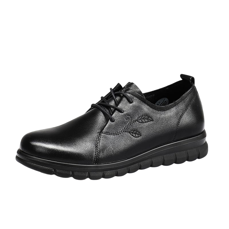 SPIDER KING Women's Shoes, Lightweight And Comfortable Mom Shoes, Soft Sole And Upper, Versatile Middle-Aged And Elderly Leather Shoes for Women, Black, Size 41