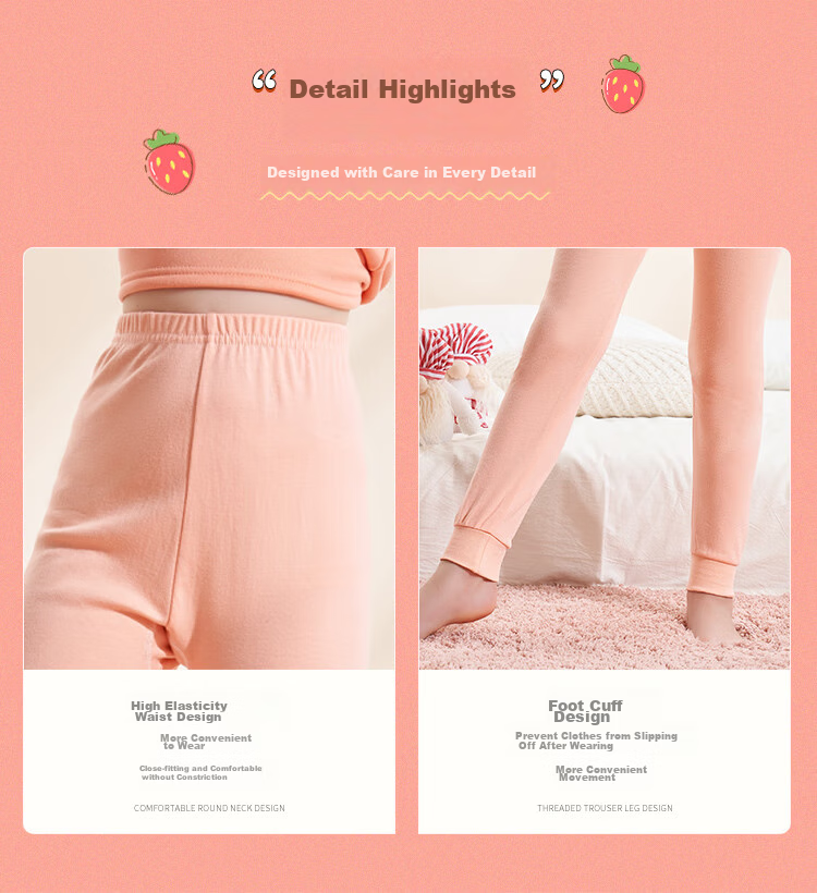 LangSha [7A Antibacterial + 100% Cotton] Children's Autumn Pants, 2-Pack Girls' Sleepwear, Big Kids' Autumn And Winter Thermal Underwear, Student Warm Leggings 2