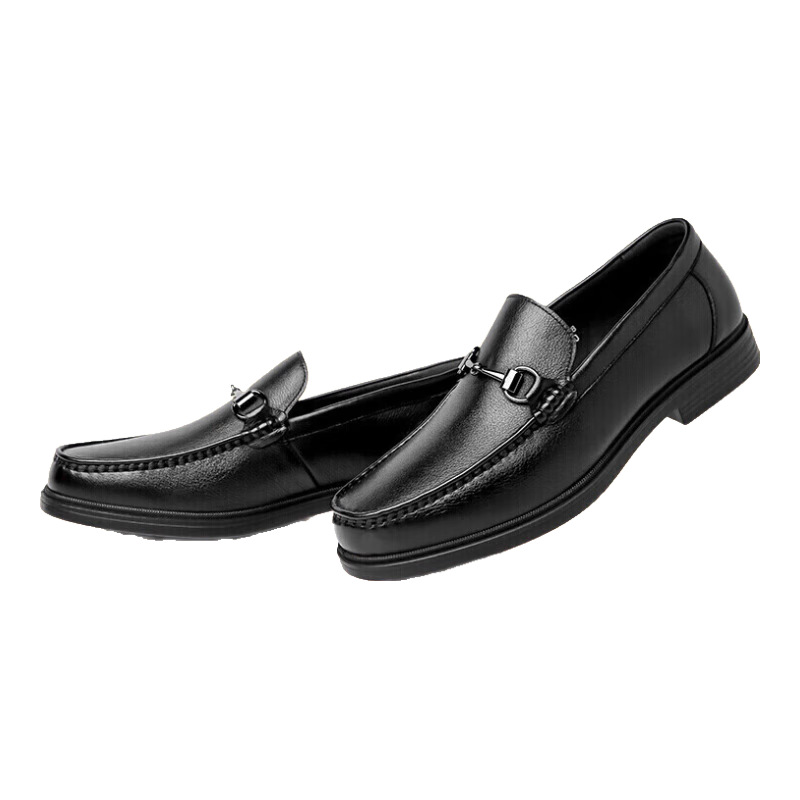 LAORENTOU Men's Leather Shoes, Business Casual Cowhide Slip-On Loafers, Soft Upper Driving Shoes, 83037 Black Size 39