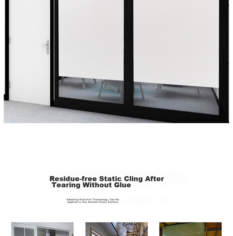 FOOJO Privacy Window Film, Frosted Glass Privacy Sticker, Office Large Glass Window Anti-Peeping Light-Blocking Window Decal 9