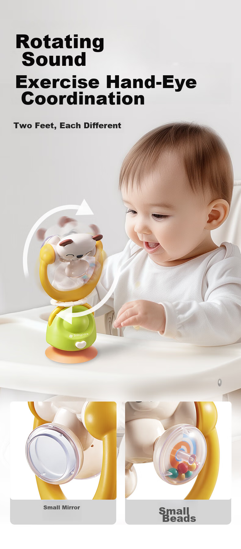 Babycare Bear Dining Table Rattle, Baby Toy, Newborn Full Moon Festival Gift, Comforting Hand Rattle, Yellow And White Color 4
