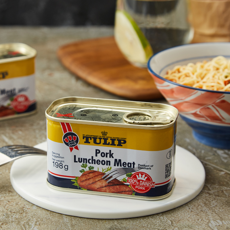 郁金香丹麦进口午餐肉罐头198g*2火锅汉堡配菜即食熟食应急囤货送礼