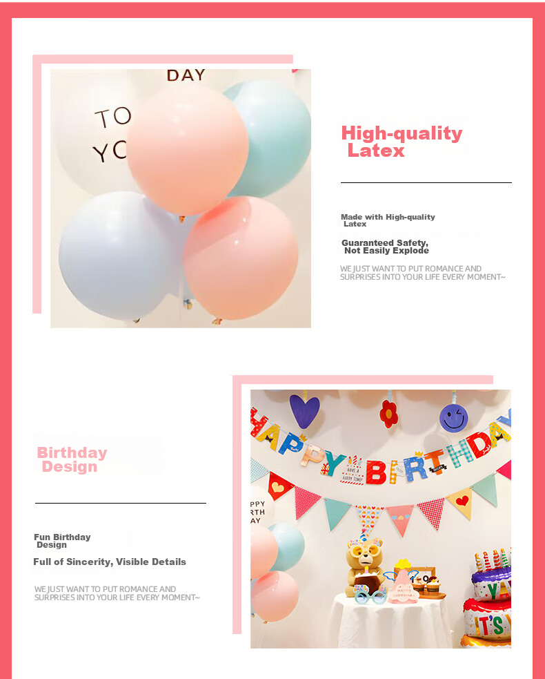 Duomeiyi Birthday Decoration Balloons, Scene Setup for Baby Girls' First Birthday, Children's Happy Birthday Balloon Cake Decorations 4