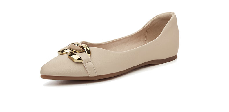 DAPHNE Flat Shoes, Soft Sole, Fashionable Women's Flats, Professional Commuter Shoes, Pointed Toe Loafers, 4623101057, Apricot Color, Size 39 21
