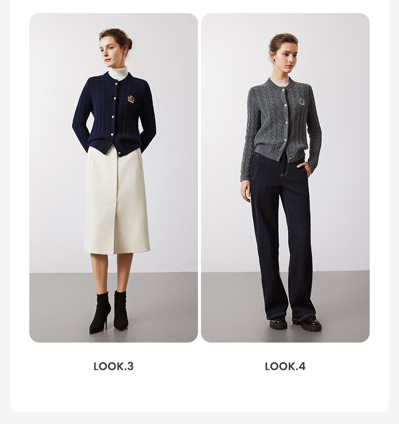 Navigare Italian Small Sailboat Autumn And Winter Women's All-Wool Jacket, Cable Knit Sweater Cardigan 2334094508 M 9