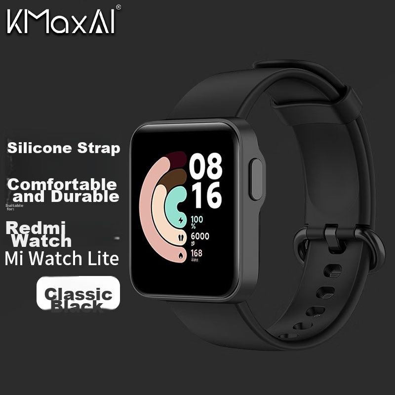 KMaxAI Compatible Silicone Watch Strap for Redmi Watch NFC Version Smart Sports Watch Band for Xiaomi Lite, Colorful Dopamine Fresh Replacement Wristband, Elegant Black
