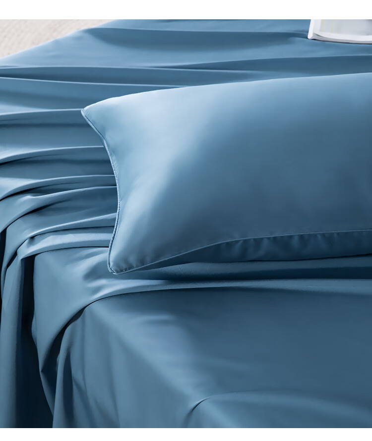 One's Member 50-Count A-Class Pure Cotton Xinjiang Long-Staple Cotton Bedding Set: Duvet Cover, Bed Sheet, Pillowcases, And Bed Skirt - Bed Sheet Style - 1.8m - Prussian Blue 6