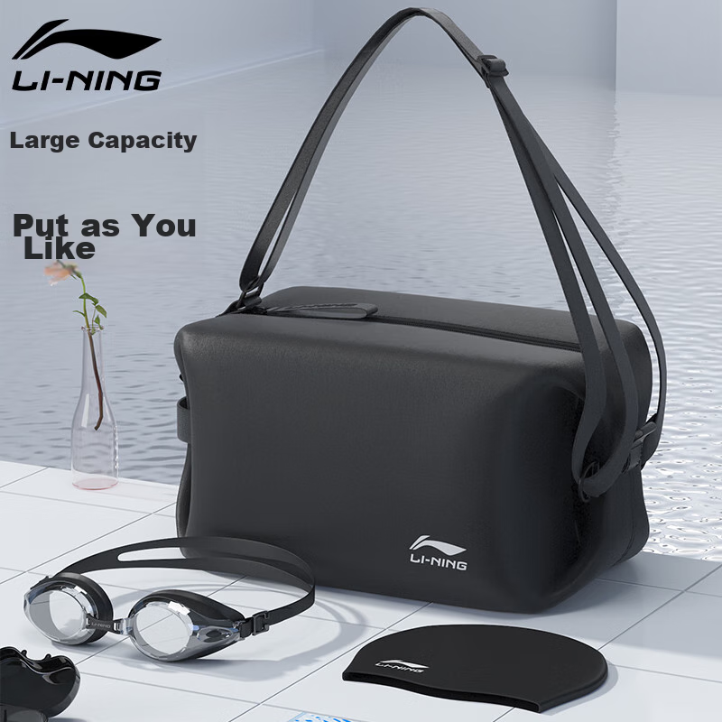 Li-Ning Swim Bag, Dry And Wet Separation, Portable Waterproof Professional Large Capacity Swimming Equipment for Men And Women, Handheld Waterproof Swim Bag 7042