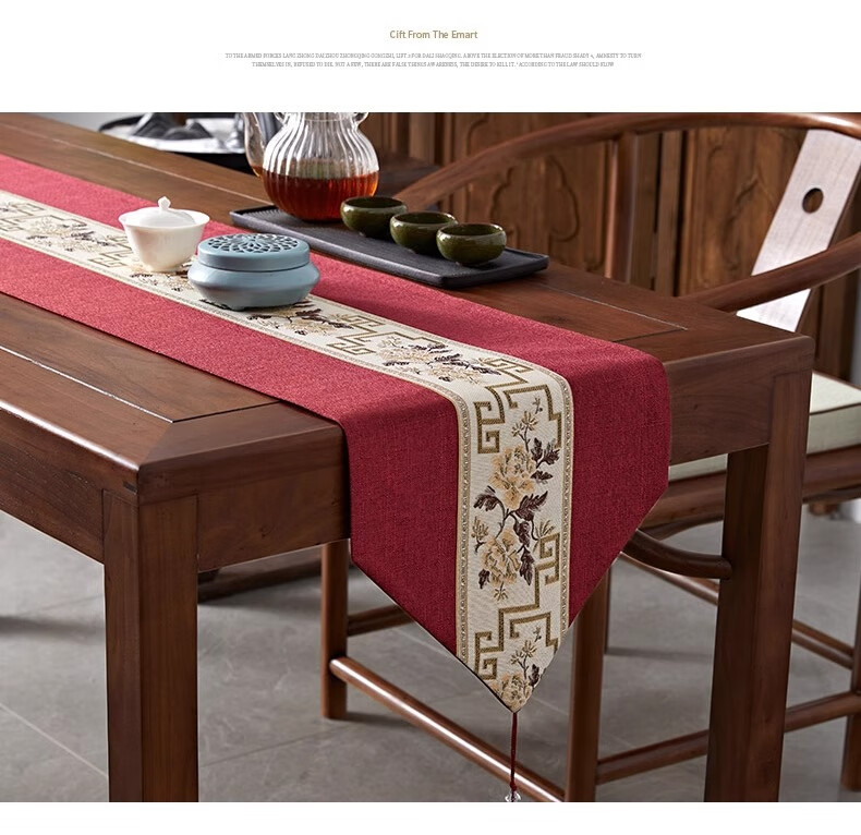 Yinshang New Chinese-Style Table Runner, Zen-Inspired Waterproof Tea Mat, Coffee Table Cloth, Luxurious High-End Tea Table Pad, Long Placemat, 30*220cm 4