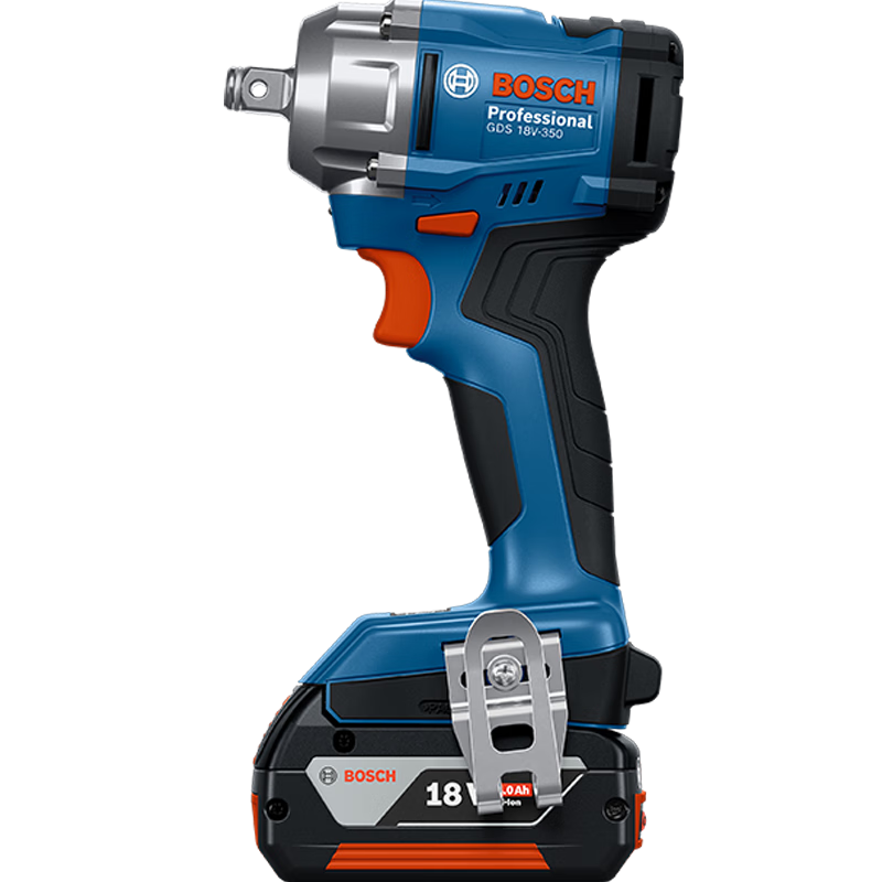 BOSCH Impact Wrench, Electric Air Gun for Installation And Maintenance, 18V Lithium Battery, 350 N·m, GDS18V-350, 4.0Ah Battery *2