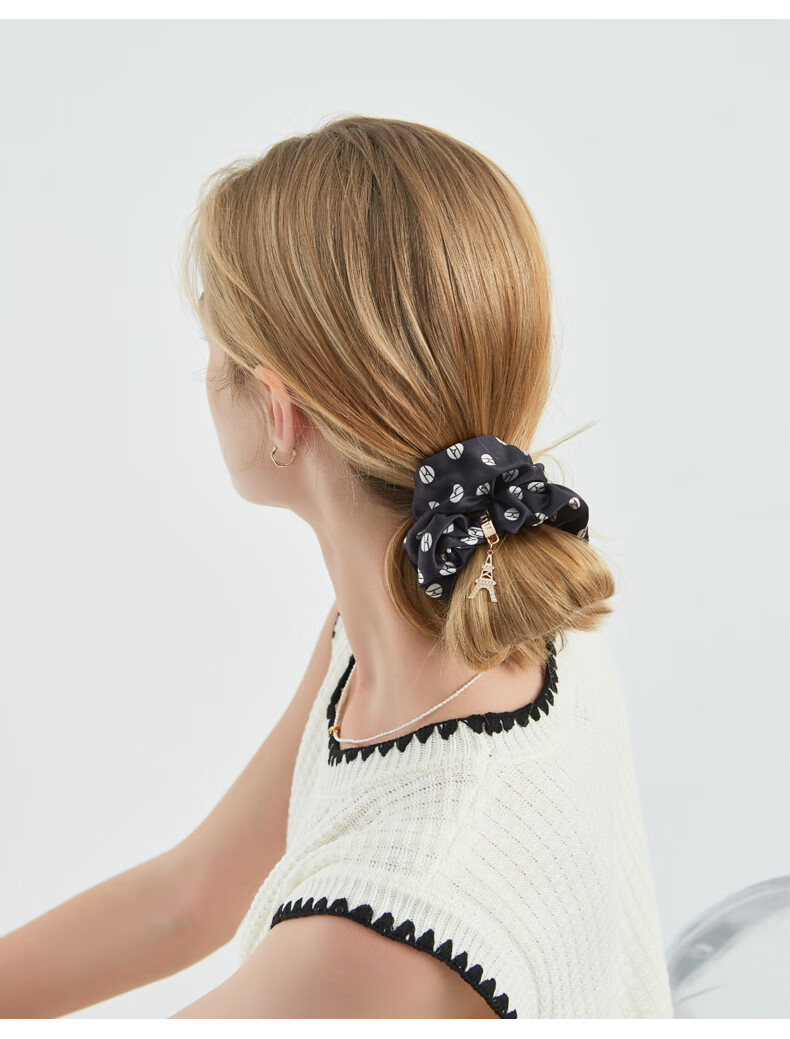 ELLE Silk Hem Hair Tie Elegant Women's Large Scrunchie Bun Hair Rope Gift 18