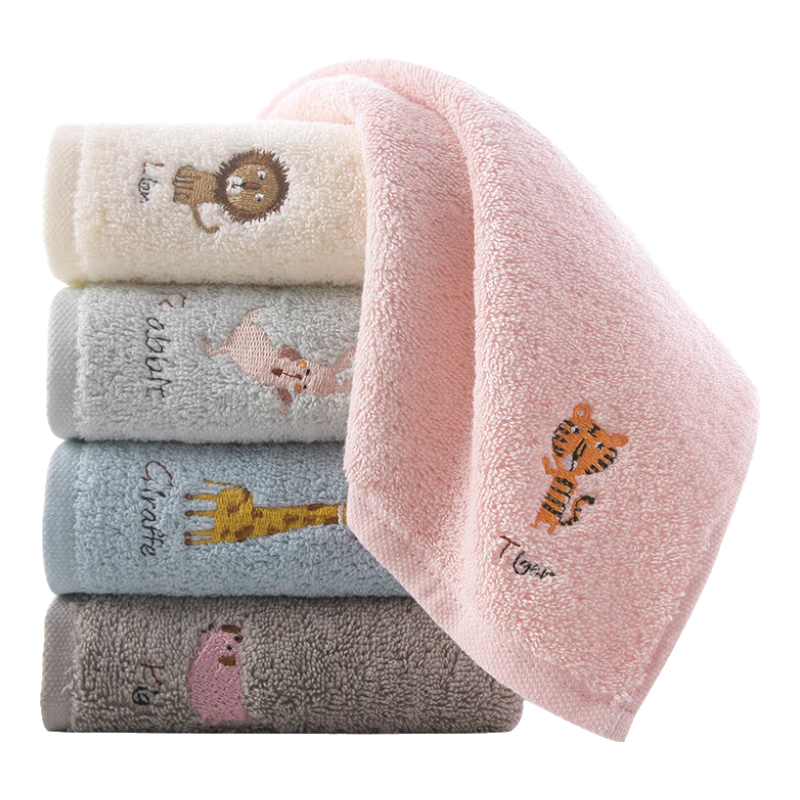 KING SHORE Class A Pure Cotton Face Towel, Children's Towel, 100% Face Cloth, Women's Towel, Ins Embroidered, 5-Pack