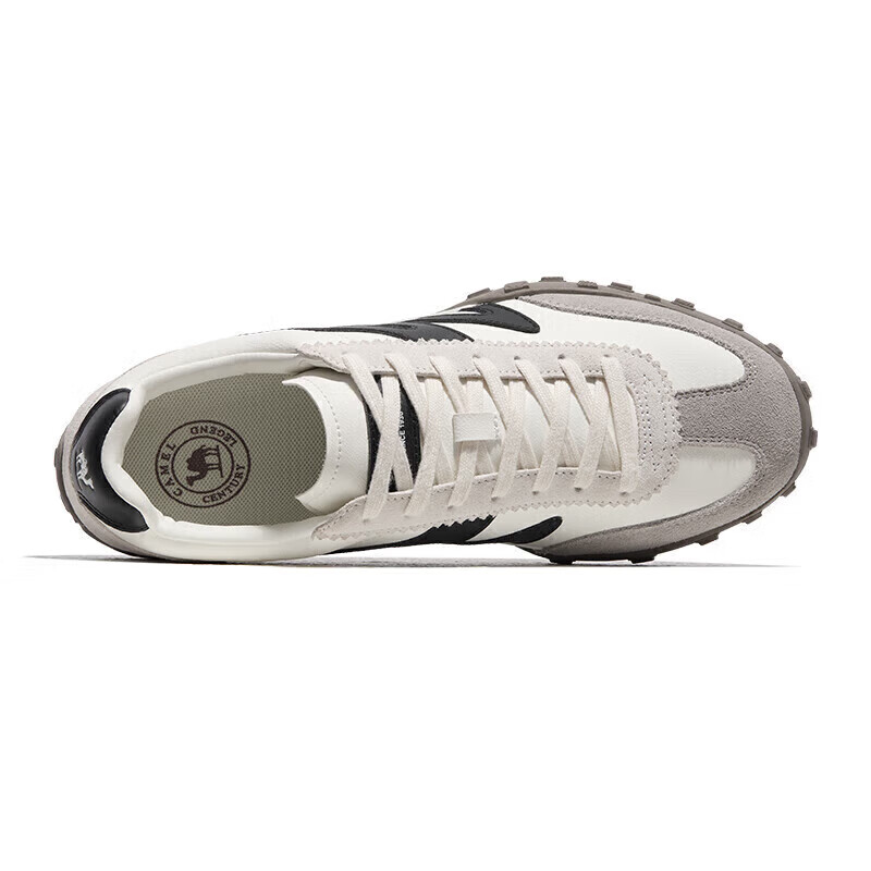 CAMEL Men's Low-Top Shoes, Retro Casual Sports Training Shoes, X14B09L7607, Ivory White/black, Size 41
