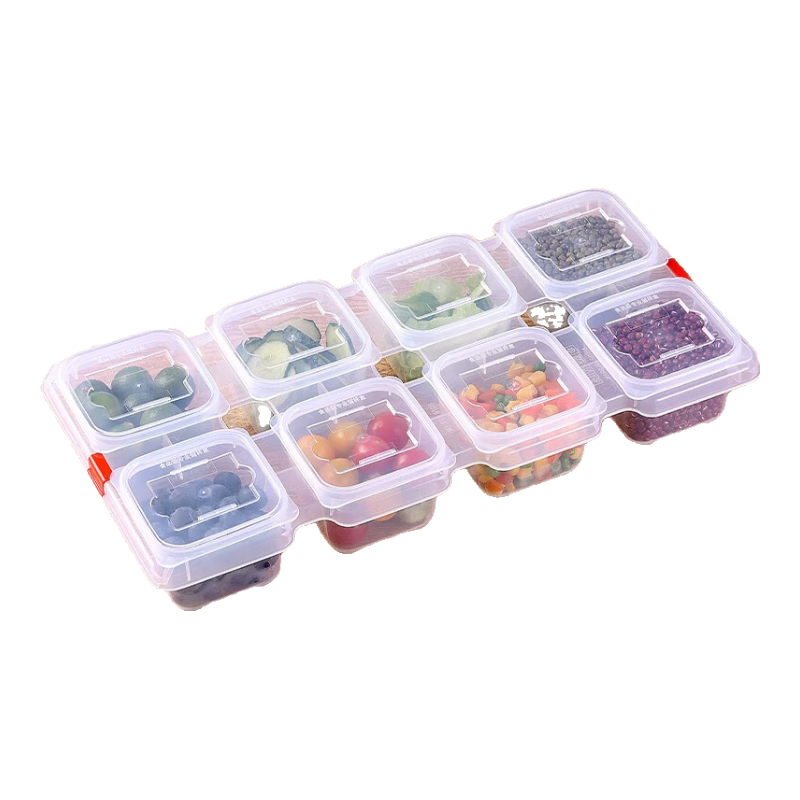 Baijie Food Sample Storage Box for Kindergarten, School, Hotel, Fresh-Keeping Material Sampling Box with 8 Compartments (With Labels)