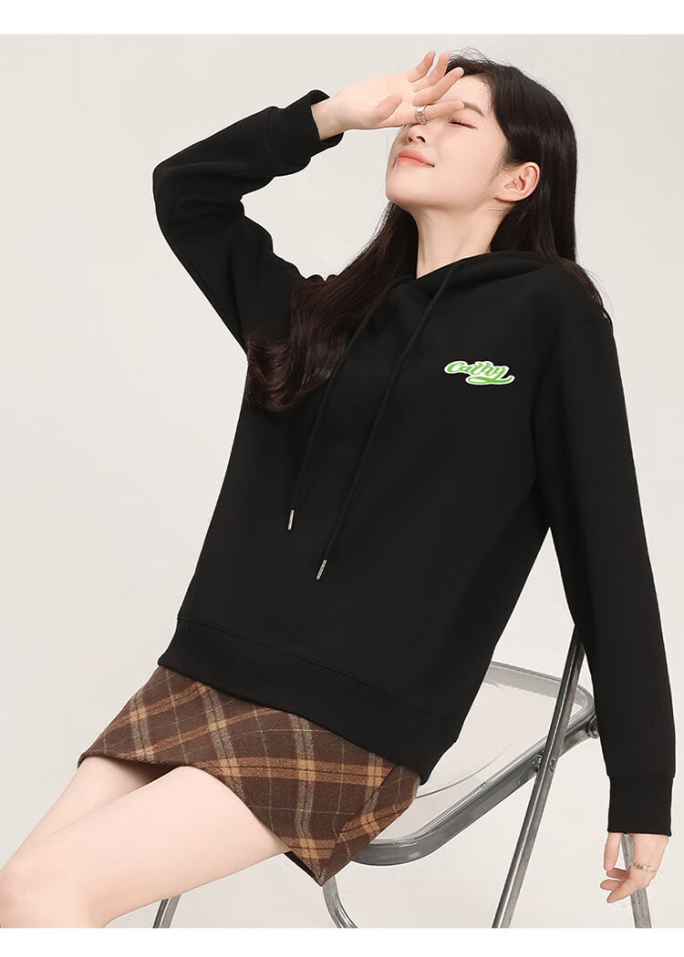 Yipintiancheng Spring 2025 New Women's Hooded Sweatshirt, Loose Casual Pullover Long-Sleeve Letter Print Top for Wome 11