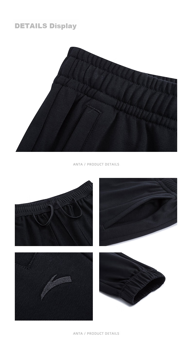 Anta Fleece Lined Jogger Pants | Knitted Women's Sports Trousers Winter New Fleece Warm Casual Elastic Cuff Sweatpants 45