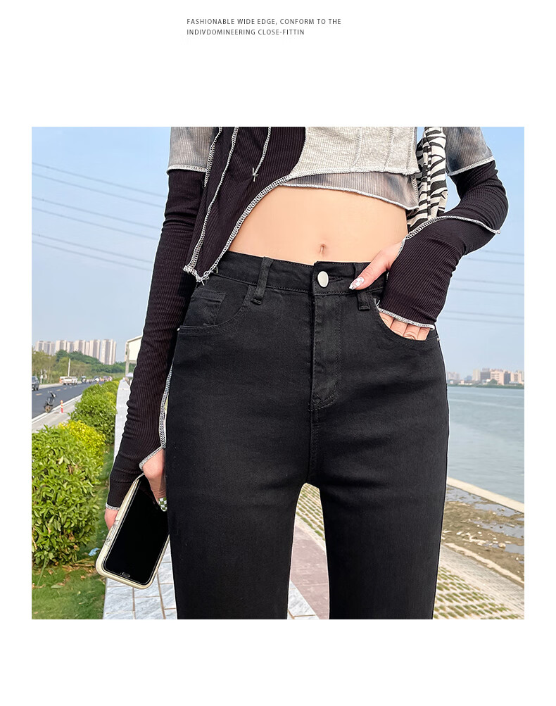 Jeanswest High Waist Women's Jeans 2026 Spring Summer Lightweight Silky Slim Wide Leg Long Pants Denim Blue S 15