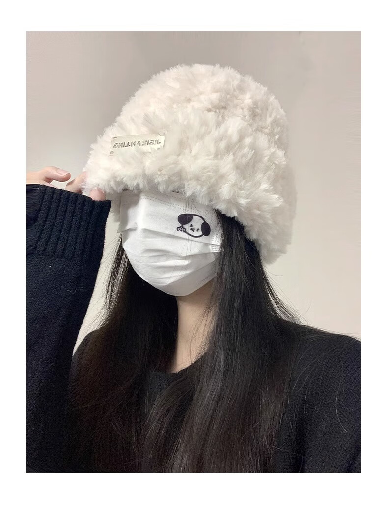 XUEXIMAN Women's Winter Large Head Circumference Knit Hat Plush Warm Fashion Versatile Cold Weather Ear Protection Fisherman Hat 2