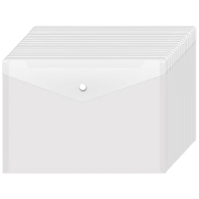 SIMAA [Thick Board] 20 A4 Transparent File Folders, Thickened Button Waterproof Exam Paper Document Storage Pouches, Exam File Folders, Office Document Archive Folders 19819