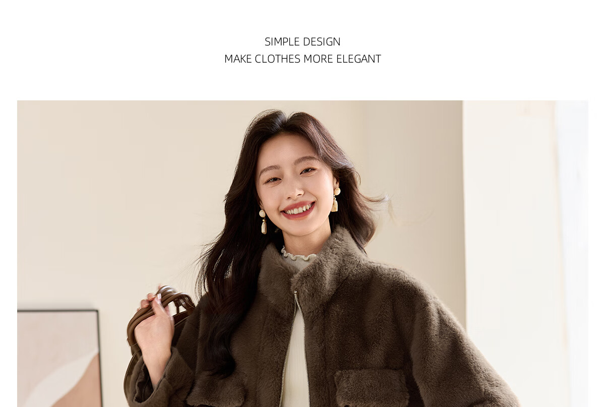 PinCai Women's Vintage Solid Color Short Fleece Jacket with Stand Collar P144U4008 25