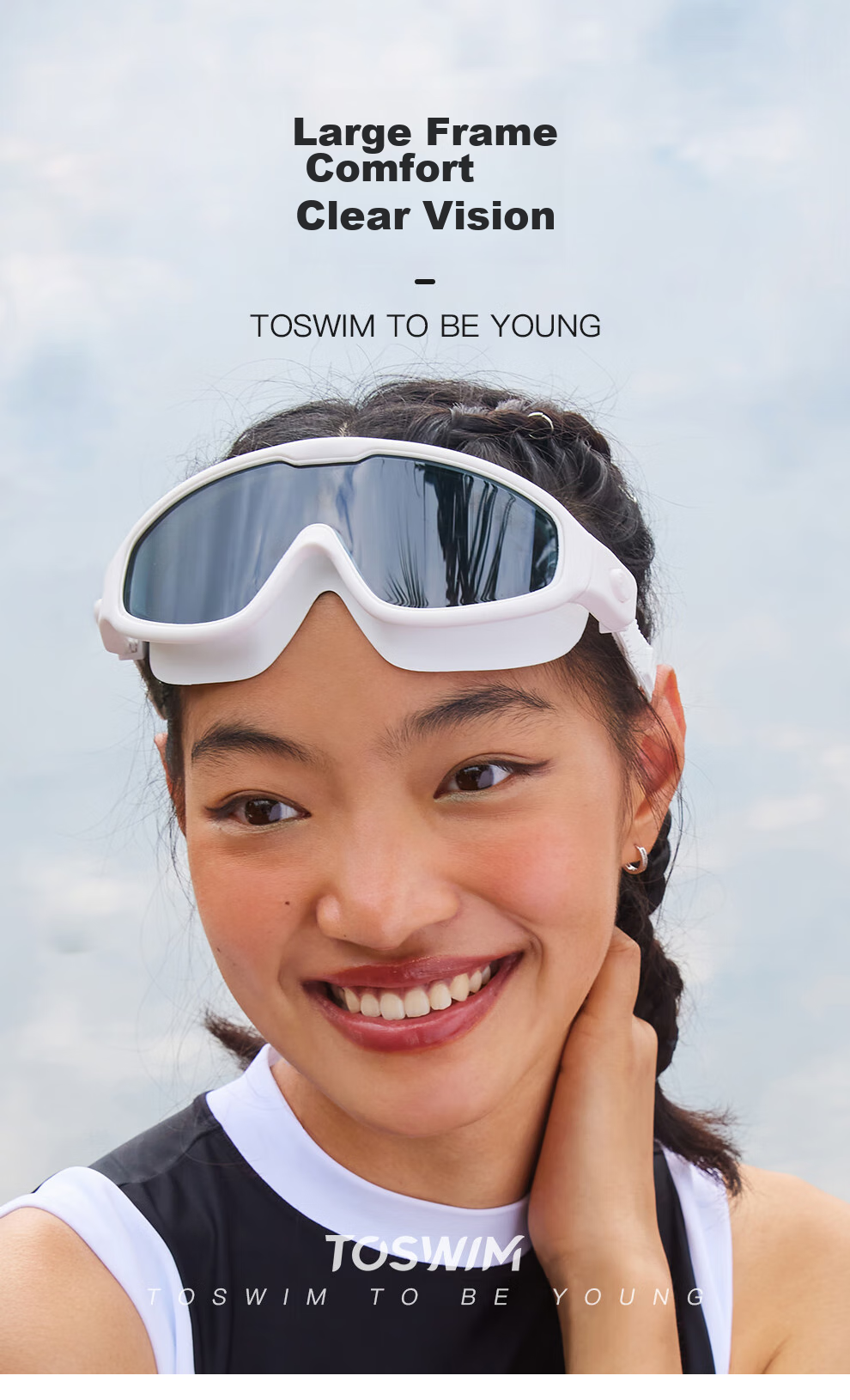 TOSWIM Swimming Goggles for Women And Men, Large Frame Waterproof Swim Glasses, High-Definition Anti-Fog Protective Swimming Eyewear, Beiji Shuiyu 5