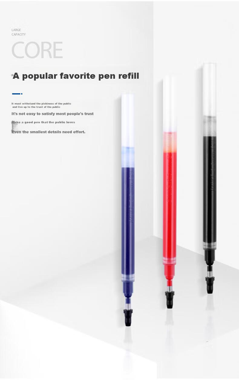 BAOKE PS1870 0.5mm Semi-Needle Tube Large Capacity Gel Pen Refills, Ink Pen Refills for Signature Pens, Black, 12 Pieces/box 5