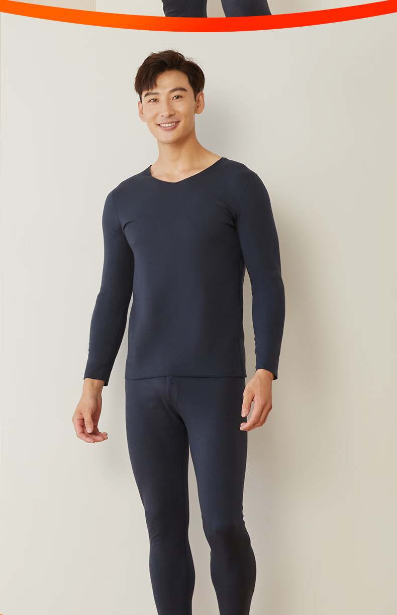 Yiershuang Autumn And Winter Men's Thermal Underwear Set, Moisture-Wicking And Heat-Generating, Seamless Fleece-Lined Long Johns for Me 16