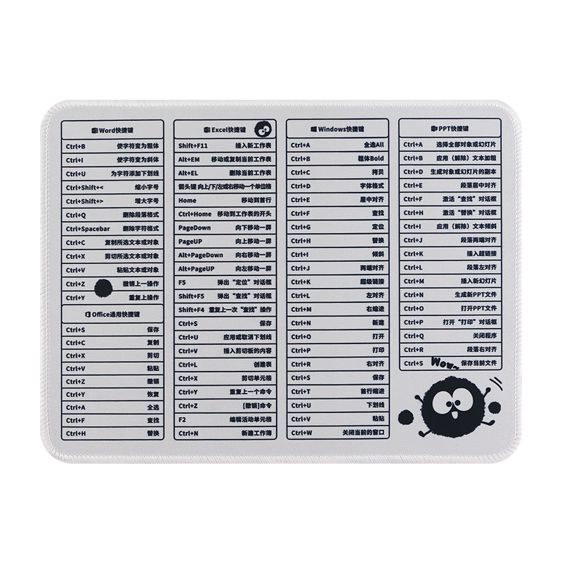 Rantopad H1+ Office Shortcut Mouse Pad Computer WPS Common Shortcut Desk Mat Small Size Coal Ball