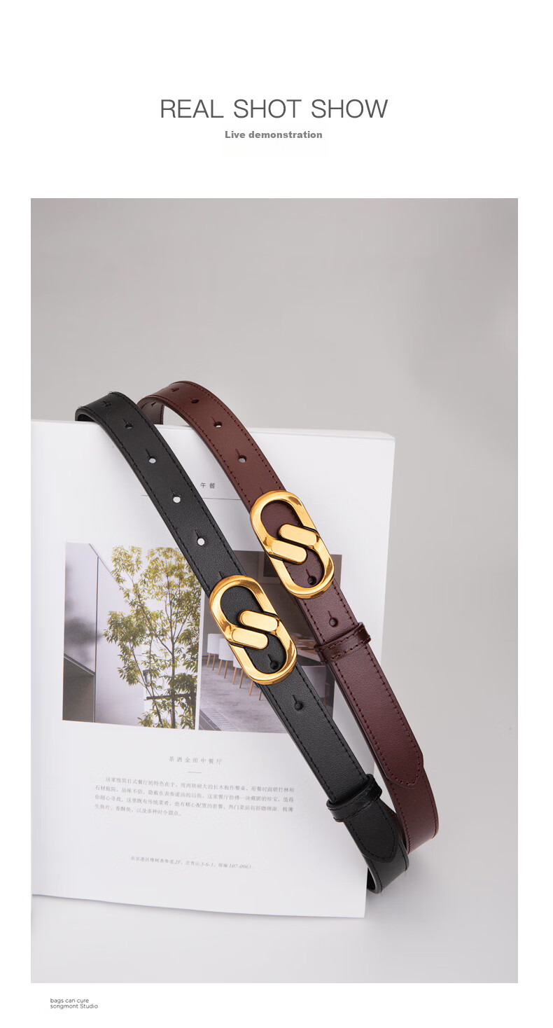 Cattlesboss Women's Belt, Fashionable Versatile Decorative Waistband, Simple Trouser Belt for Women, Commuter Style 5370, Black, 95cm 18