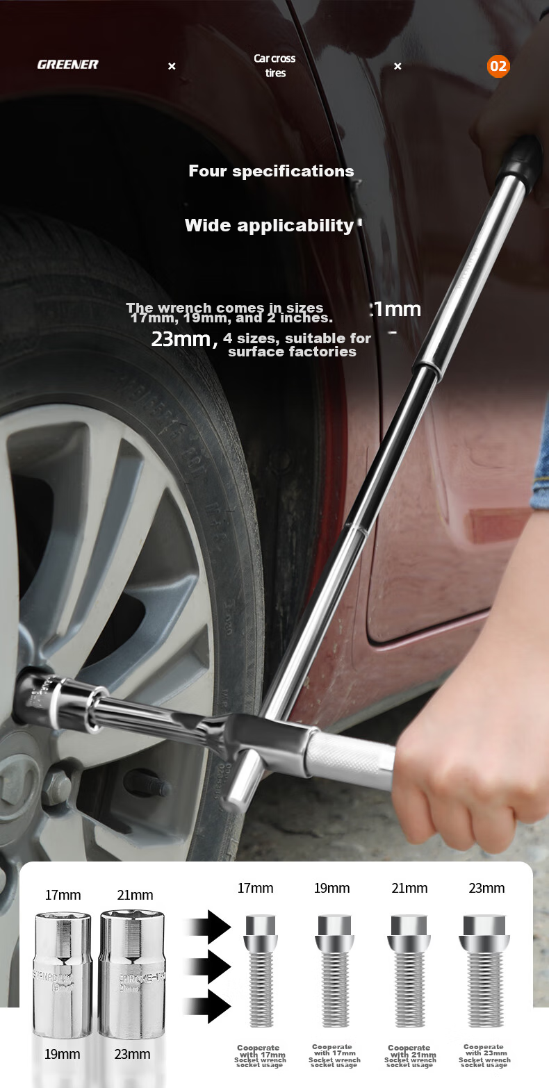GREENER Combination Cross Tire Wrench, Auto Repair Tool, Tire Changing Tool, Household Tool, Labor-Saving Socket Wrench 2