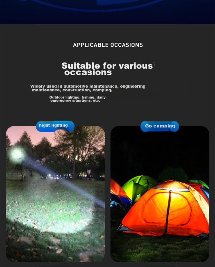 DP Headlamp High Brightness Repair Outdoor Night Fishing Mountaineering Head-Worn Flashlight Zoom Long Battery Life Sea Hunting Mining Lamp 7259 6
