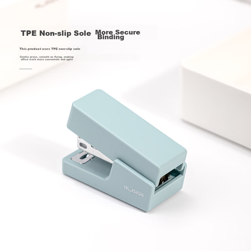 Deli Mini Stapler for Students, Compact Office Stapler, Portable Handheld Low-Effort Stapling Machine, Includes 830 Staples, Office Supplies, Blue NS083