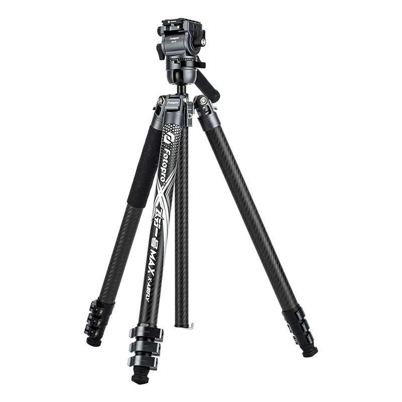 Fotopro Flight One Max Video Carbon Fiber Lever-Release Design, Large Diameter Camera Mirrorless Photography And Videography Shooting Hydraulic Head, Professional Camera Tripod, Original Carbon Gray