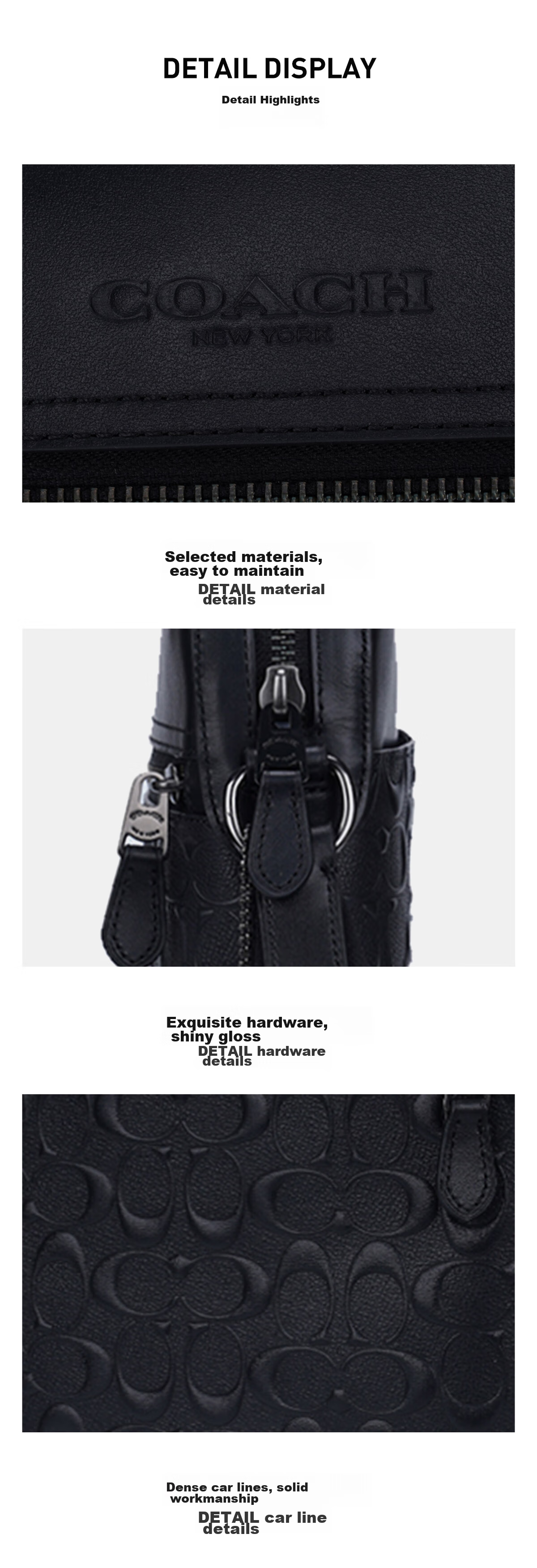 COACH [Brand Direct Supply] Men's HOUSTON Small Handbag Shoulder Crossbody Bag, Black 4009 Gift 5