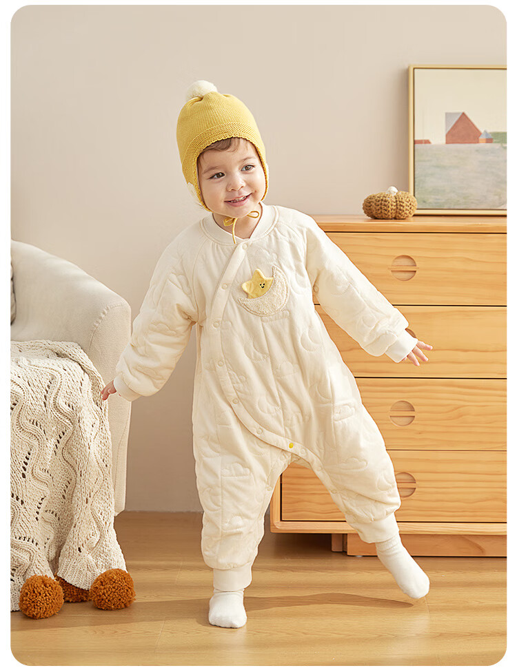 Wismorni Baby Cotton Clothing, Autumn And Winter Newborn Warm Onesie, Three-Layer Padded Jacket, Outdoor Winter Outfit 12