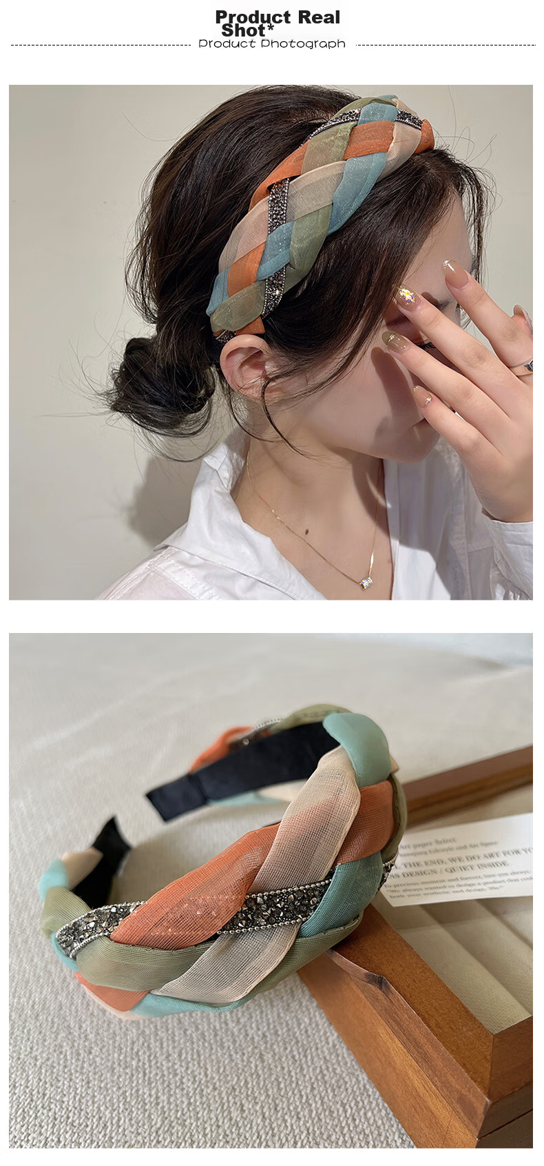 Xiangwan Headband, Vintage Blue And Orange, High Crown Hair Band for Women, Elegant Hairpin, High-End Versatile Headband, Hair Accessory for Going Out 2