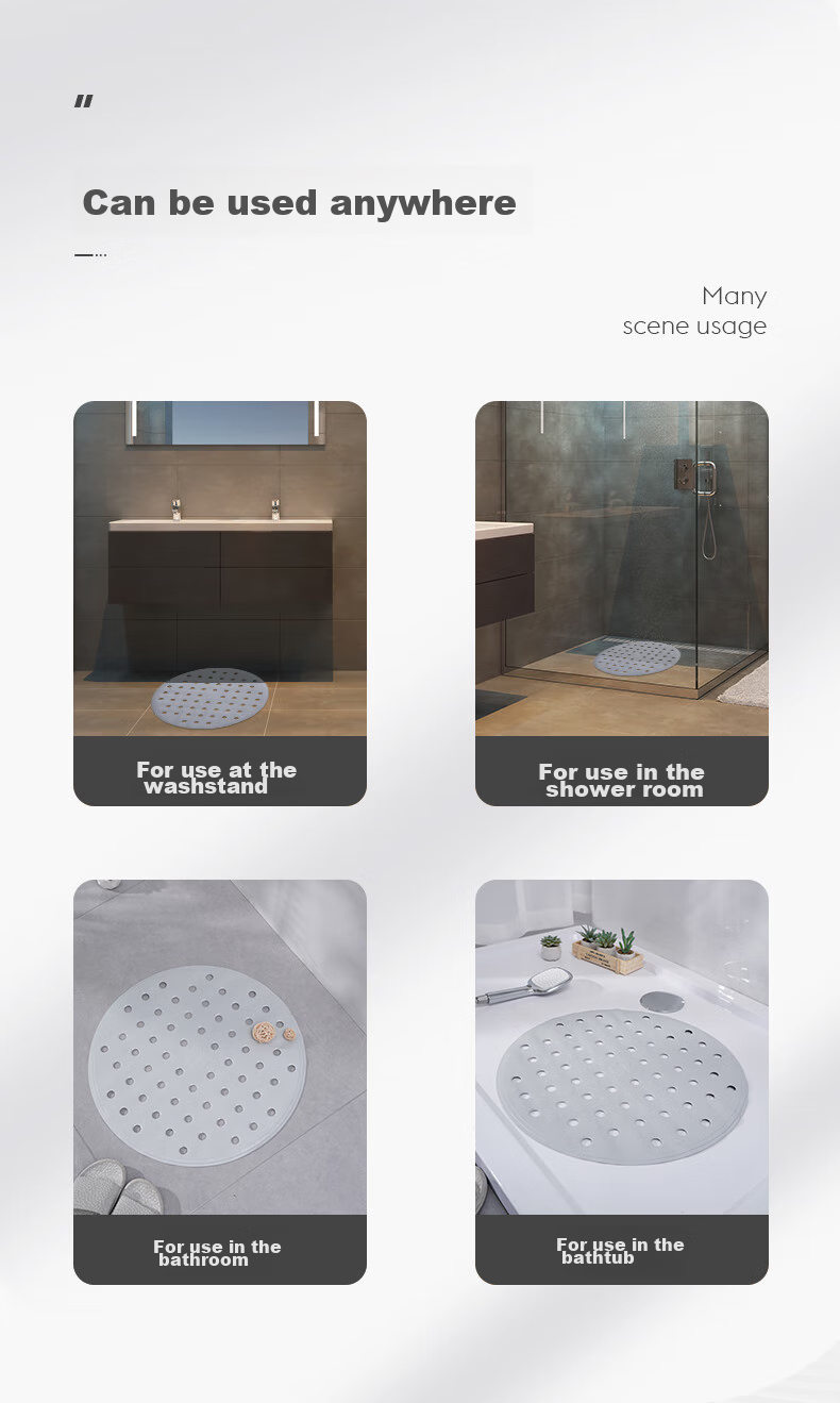 RIDDER German Imported TPE Bathroom Non-Slip Mat, Round Dotted Hollow Non-Slip Mat, Light Gray, Diameter 52 4