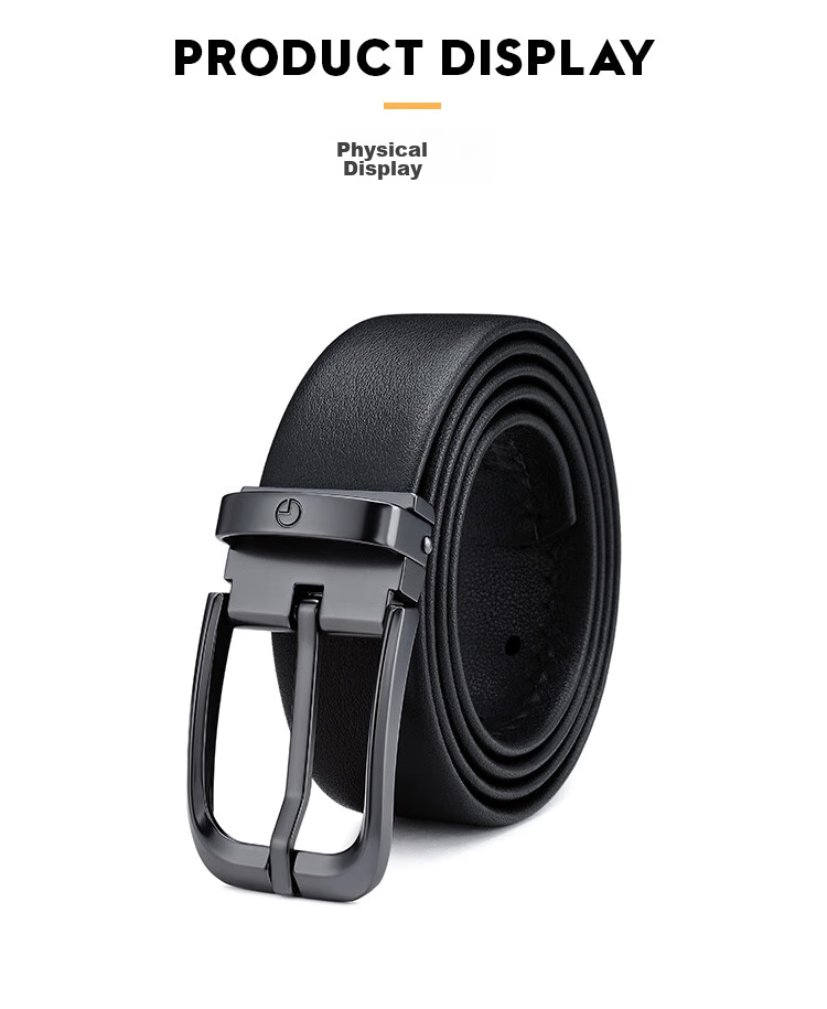 Goldlion Men's Belt with Pin Buckle, Top-Grain Leather Trouser Belt in Gift Box, Birthday Present 15
