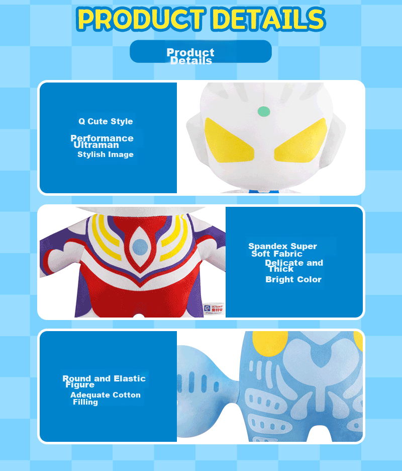 LDCX Ultraman Tiga Plush Doll Toy Large Q Version Pillow for Boys And Girls, Gift for Birthday Present 6