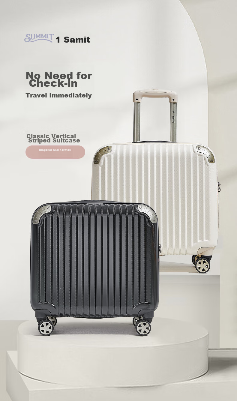 SUMMIT Luggage 18-Inch, Compact Quiet Spinner Wheels, Scratch-Resistant High-End Business Carry-On Suitcase PC338 Black 1